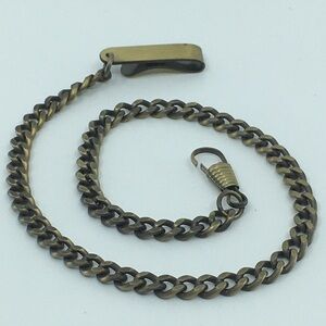 Vintage Brass Pocket Watch Chain Wallet Chain Curb Chainlink Mens Jewelry